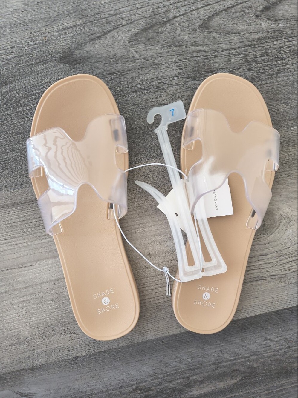 Shade & Shore Women's Clear Slide Sandals in Nude